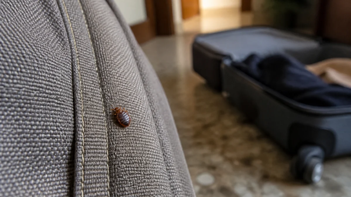 Mochila y maleta abiertas para revisar costuras y pliegues en la entrada de una vivienda